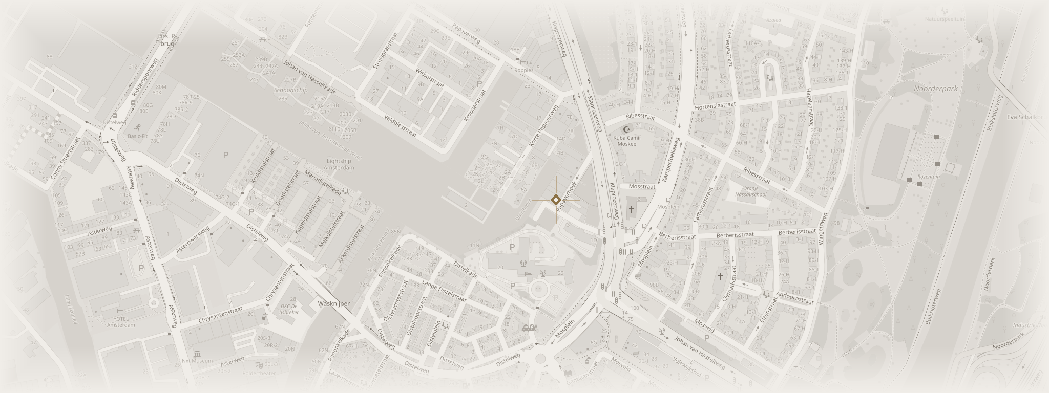 Map showing House of Woodstock at Papaverhoek 23 in Amsterdam